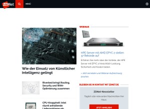 How zdnet.de looks like on a tablet such as an iPad.