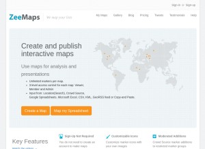 How zeemaps.com looks like on a tablet such as an iPad.