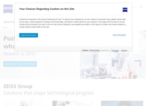 How zeiss.com looks like on a tablet such as an iPad.