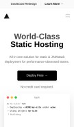 How zeit.co looks like on a mobile device such as an iPhone.