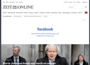 How zeit.de looks like on a tablet such as an iPad.