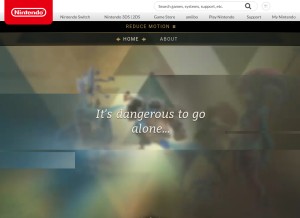 How zelda.com looks like on a tablet such as an iPad.