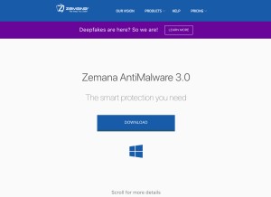 How zemana.com looks like on a tablet such as an iPad.