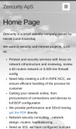 How zencurity.dk looks like on a mobile device such as an iPhone.