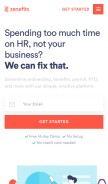 How zenefits.com looks like on a mobile device such as an iPhone.