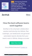 How zenhub.com looks like on a mobile device such as an iPhone.