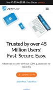 How zenmate.com looks like on a mobile device such as an iPhone.