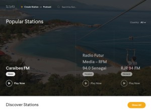 How zeno.fm looks like on a tablet such as an iPad.