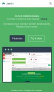 How zent.io looks like on a mobile device such as an iPhone.