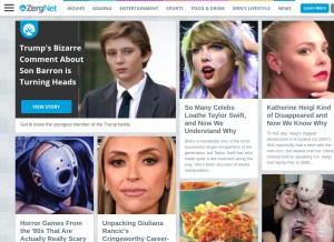 How zergnet.com looks like on a tablet such as an iPad.