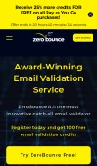 How zerobounce.net looks like on a mobile device such as an iPhone.