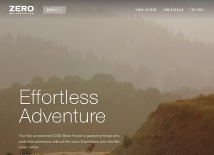 How zeromotorcycles.com looks like on a tablet such as an iPad.