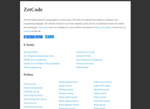 How zetcode.com looks like on a tablet such as an iPad.