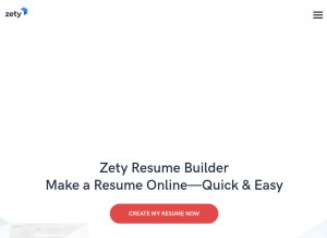 How zety.com looks like on a tablet such as an iPad.
