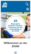 How zhaw.ch looks like on a mobile device such as an iPhone.