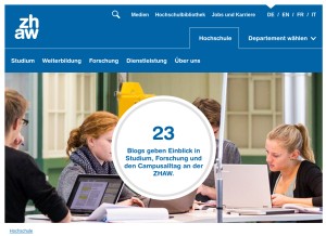 How zhaw.ch looks like on a tablet such as an iPad.