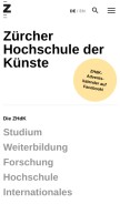 How zhdk.ch looks like on a mobile device such as an iPhone.