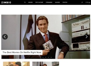 How zimbio.com looks like on a tablet such as an iPad.