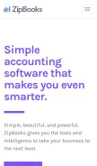How zipbooks.com looks like on a mobile device such as an iPhone.