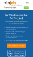 How zipjob.com looks like on a mobile device such as an iPhone.