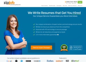 How zipjob.com looks like on a tablet such as an iPad.