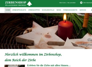 How zirbenshop.at looks like on a tablet such as an iPad.
