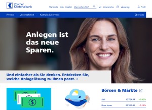 How zkb.ch looks like on a tablet such as an iPad.