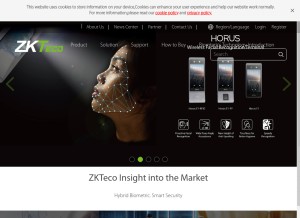 How zkteco.com looks like on a tablet such as an iPad.