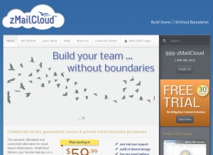 How zmailcloud.com looks like on a tablet such as an iPad.