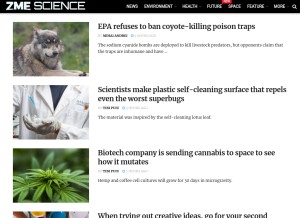 How zmescience.com looks like on a tablet such as an iPad.