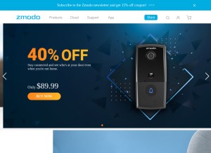 How zmodo.com looks like on a tablet such as an iPad.