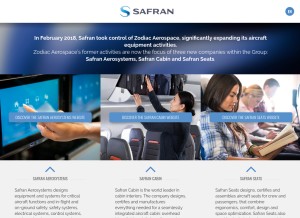 How zodiacaerospace.com looks like on a tablet such as an iPad.