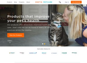 How zoetispetcare.com looks like on a tablet such as an iPad.