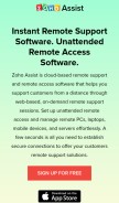 How zohoassist.com looks like on a mobile device such as an iPhone.