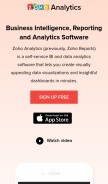 How zohoinsights.com looks like on a mobile device such as an iPhone.