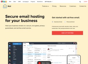How zohomail.com looks like on a tablet such as an iPad.