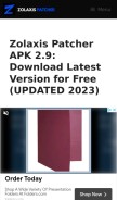 How zolaxispatcher.pro looks like on a mobile device such as an iPhone.