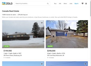 How zolo.ca looks like on a tablet such as an iPad.