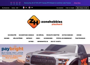 How zonehobbies.net looks like on a tablet such as an iPad.