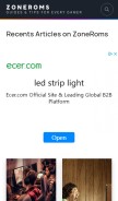How zoneroms.com looks like on a mobile device such as an iPhone.