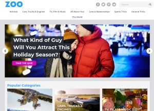 How zoo.com looks like on a tablet such as an iPad.