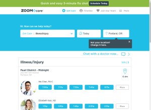 How zoomcare.com looks like on a tablet such as an iPad.
