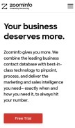 How zoominfo.com looks like on a mobile device such as an iPhone.
