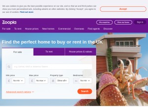 How zoopla.com looks like on a tablet such as an iPad.