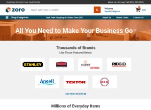 How zoro.com looks like on a tablet such as an iPad.