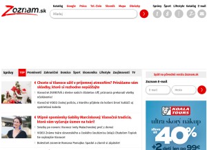 How zoznam.sk looks like on a tablet such as an iPad.