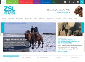 How zsl.org looks like on a tablet such as an iPad.
