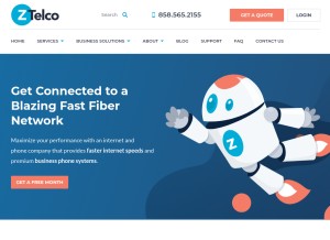 How ztelco.com looks like on a tablet such as an iPad.