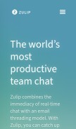 How zulipchat.com looks like on a mobile device such as an iPhone.