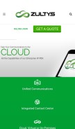 How zultys.com looks like on a mobile device such as an iPhone.
